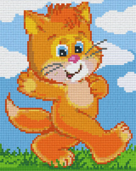Orange Kitten Four [4] Baseplate PixelHobby Mini-mosaic Art Kit